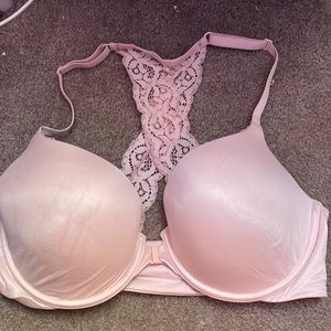 VS baby pink racer back clash in front bra